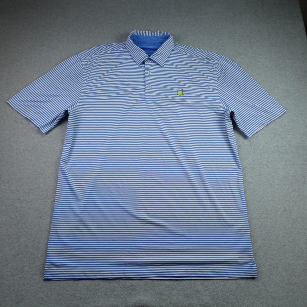 Masters Tech Polo Shirt Mens Large Blue Striped Golf Augusta National
